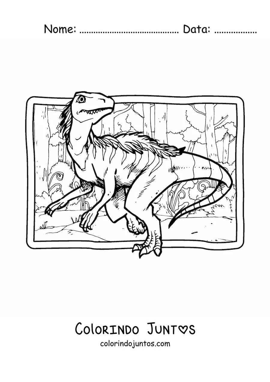 Desenho para colorir de juravenator carnívoro realista
