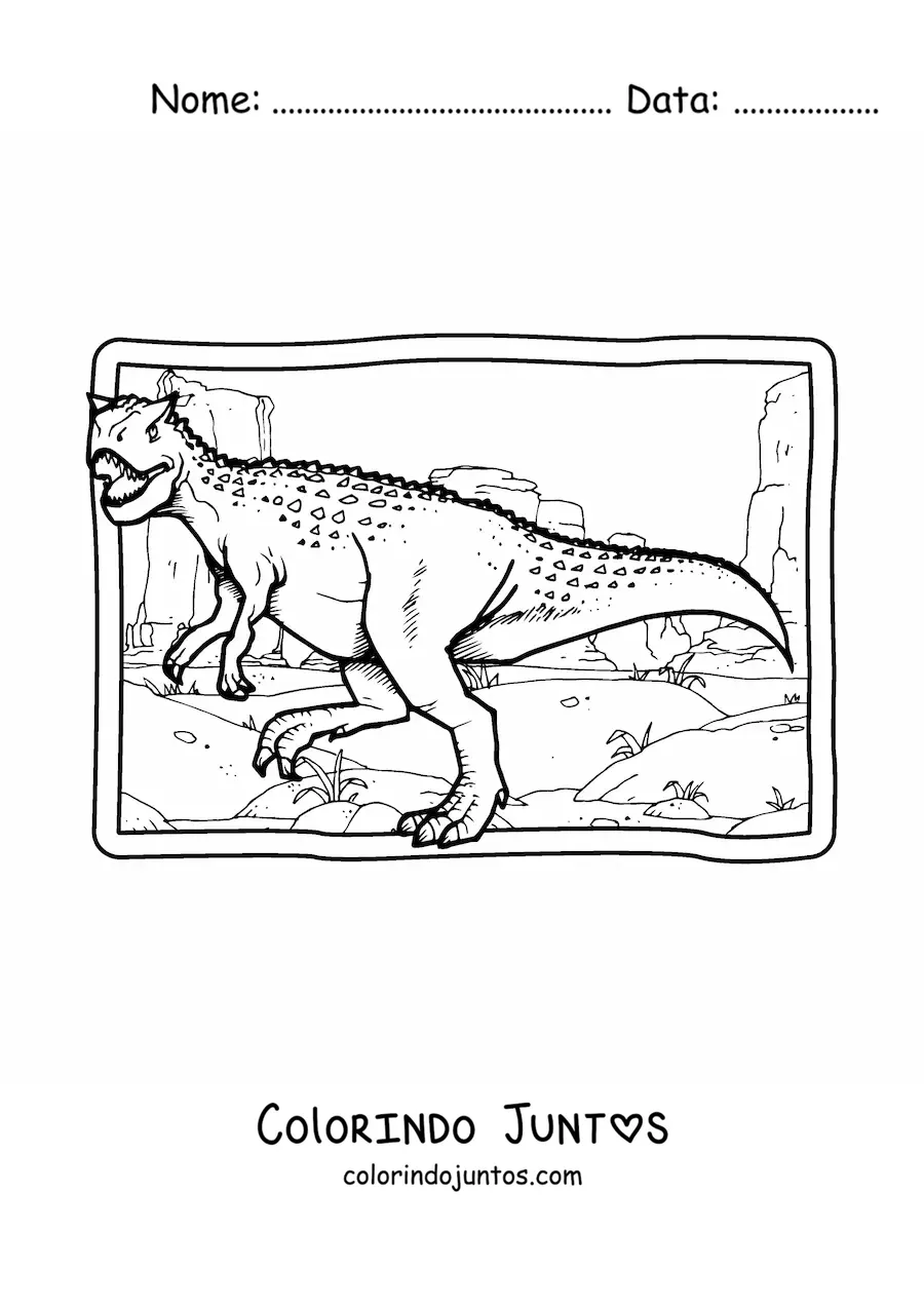Desenho para colorir de xenotarsosaurus carnívoro realista