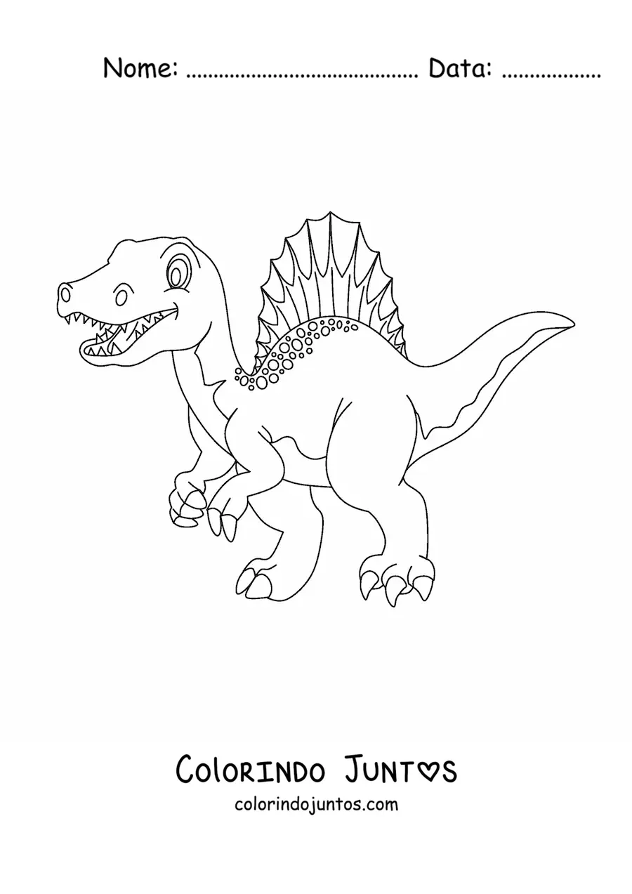 Desenho para colorir de dinossauro carnívoro animado grande