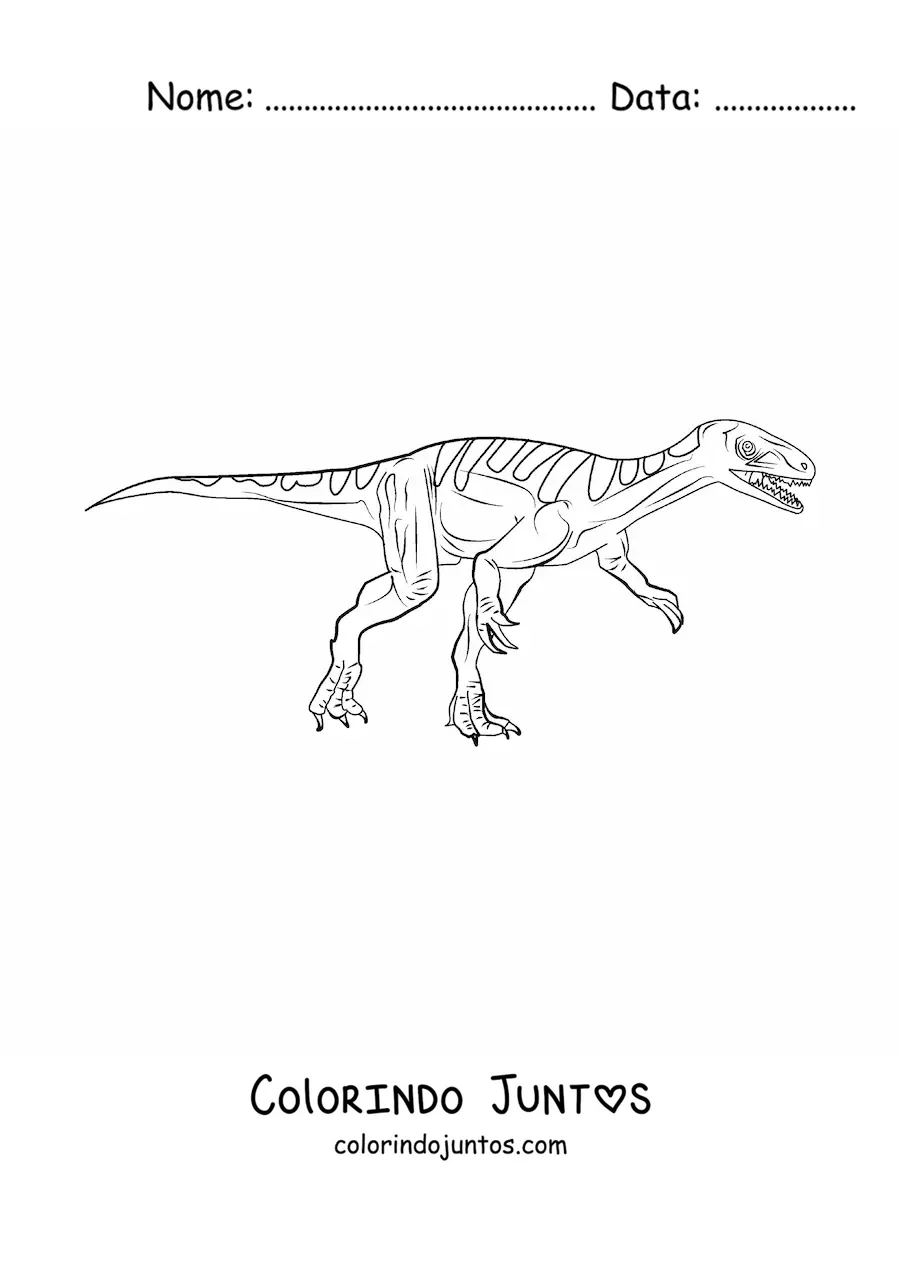 Desenho para colorir de dinossauro carnívoro realista correndo