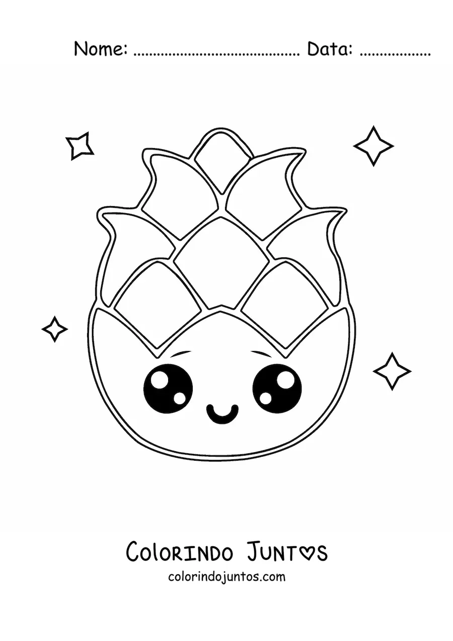 Desenho para colorir de pitaia kawaii grande
