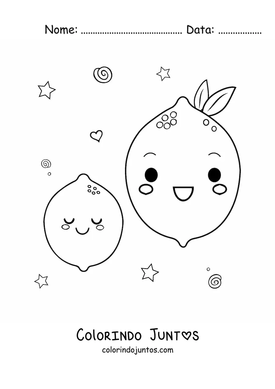 Desenho para colorir de limões kawaii grandes