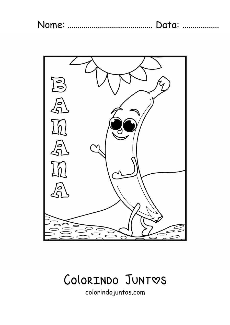 Desenho para colorir de banana kawaii animada