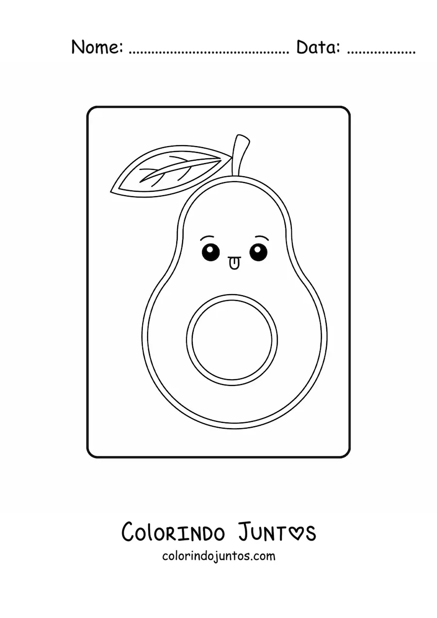 Desenho para colorir de abacate kawaii fácil