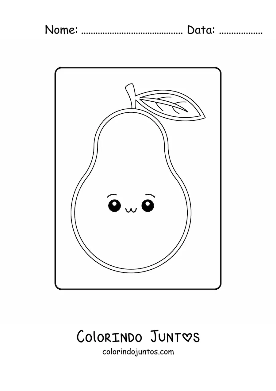 Desenho para colorir de pera kawaii fácil