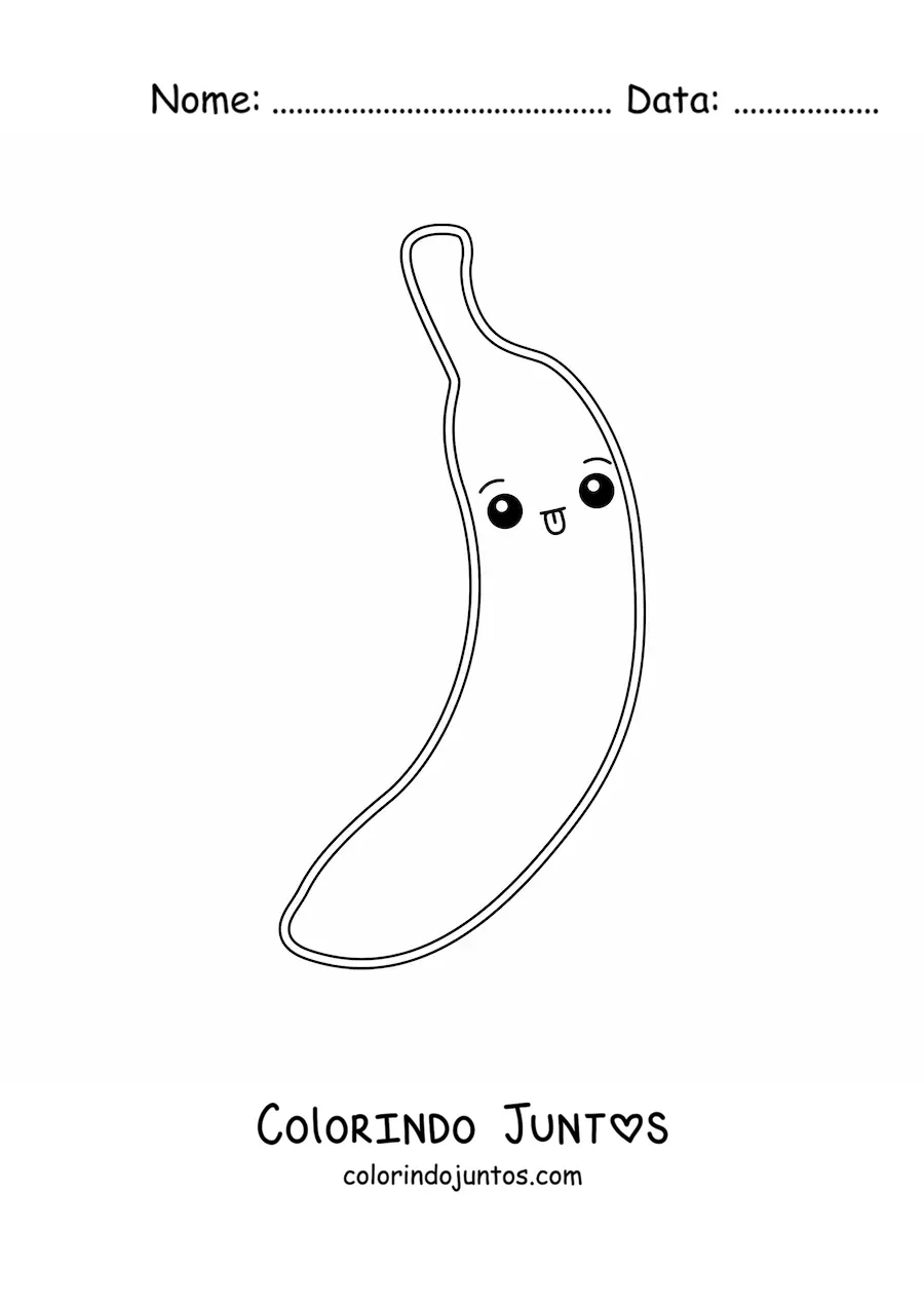Desenho para colorir de banana kawaii fácil