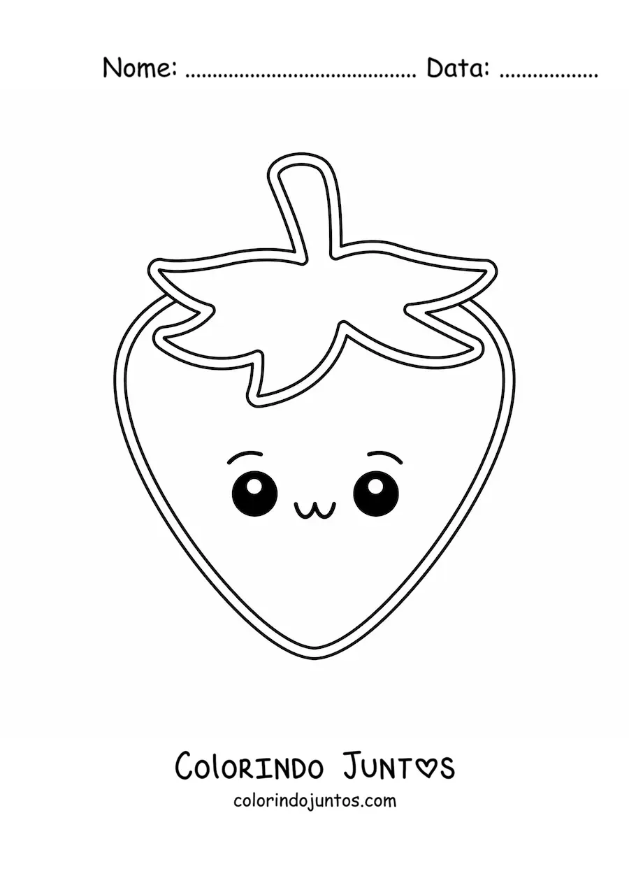 Desenho para colorir de morango kawaii fácil