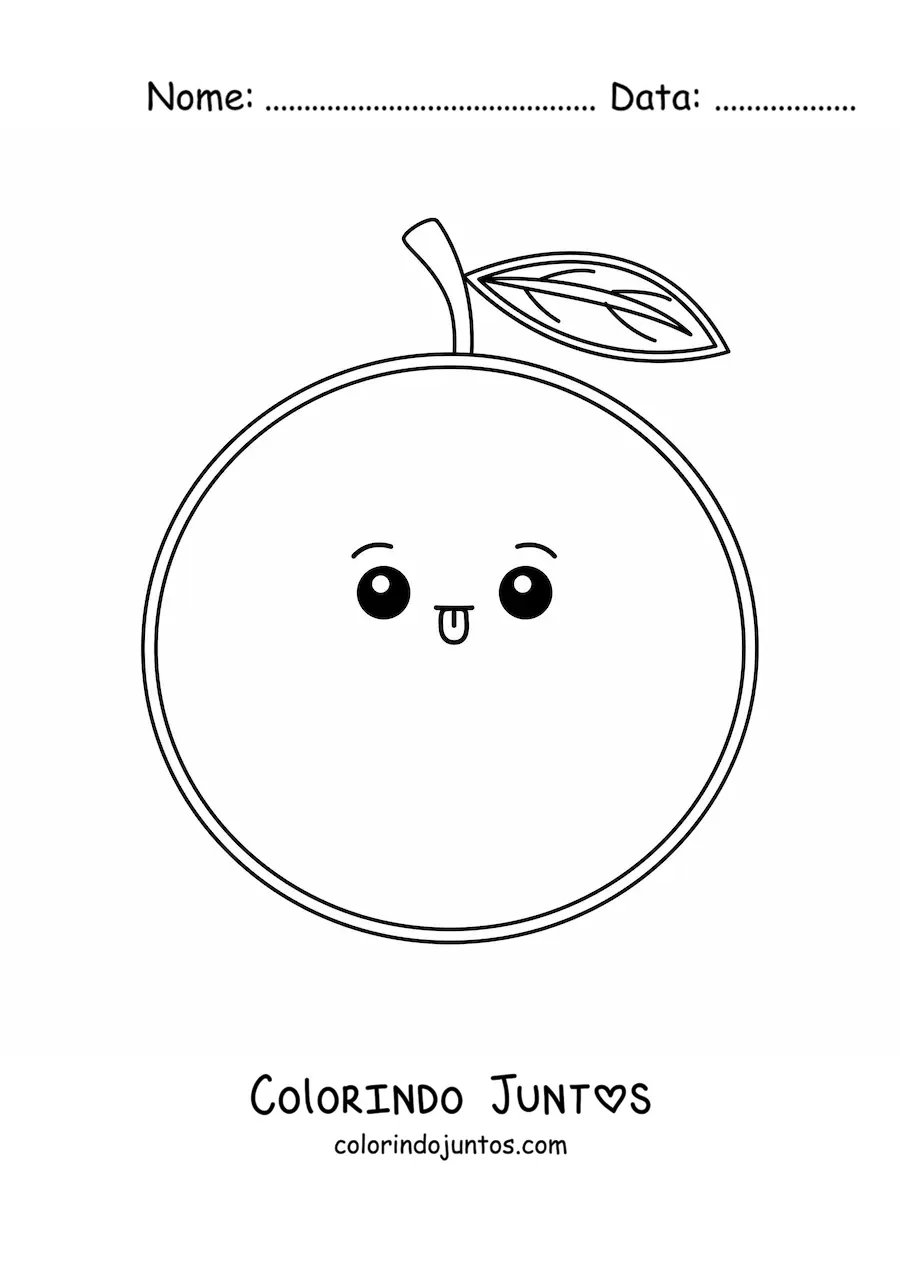 Desenho para colorir de laranja kawaii fácil