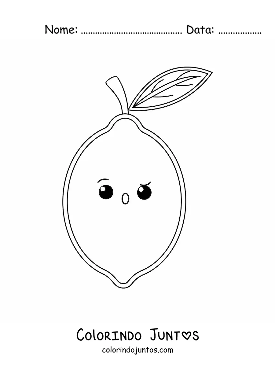 Desenho para colorir de limão kawaii fácil
