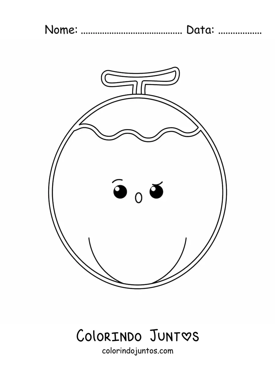 Desenho para colorir de coco kawaii fácil
