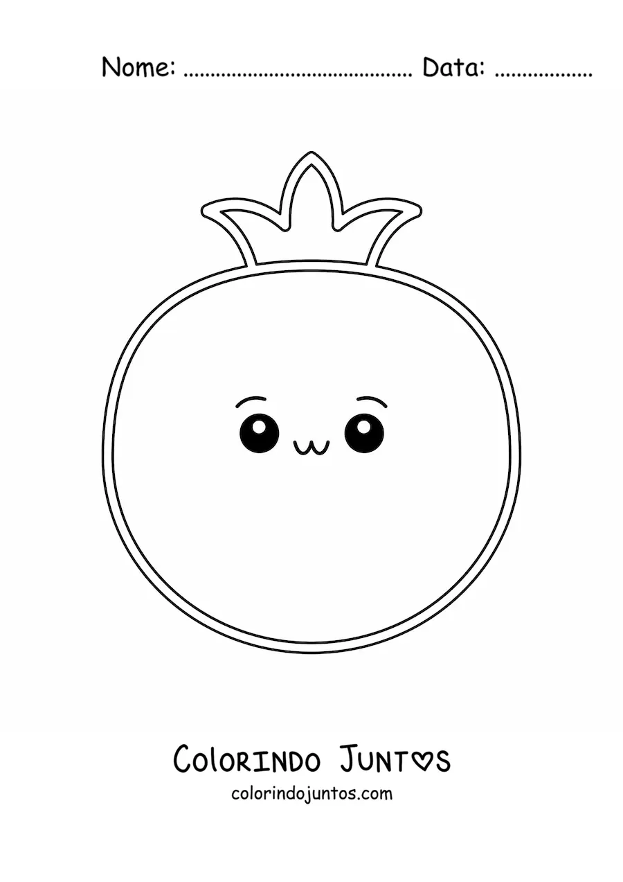 Desenho para colorir de tomate kawaii fácil