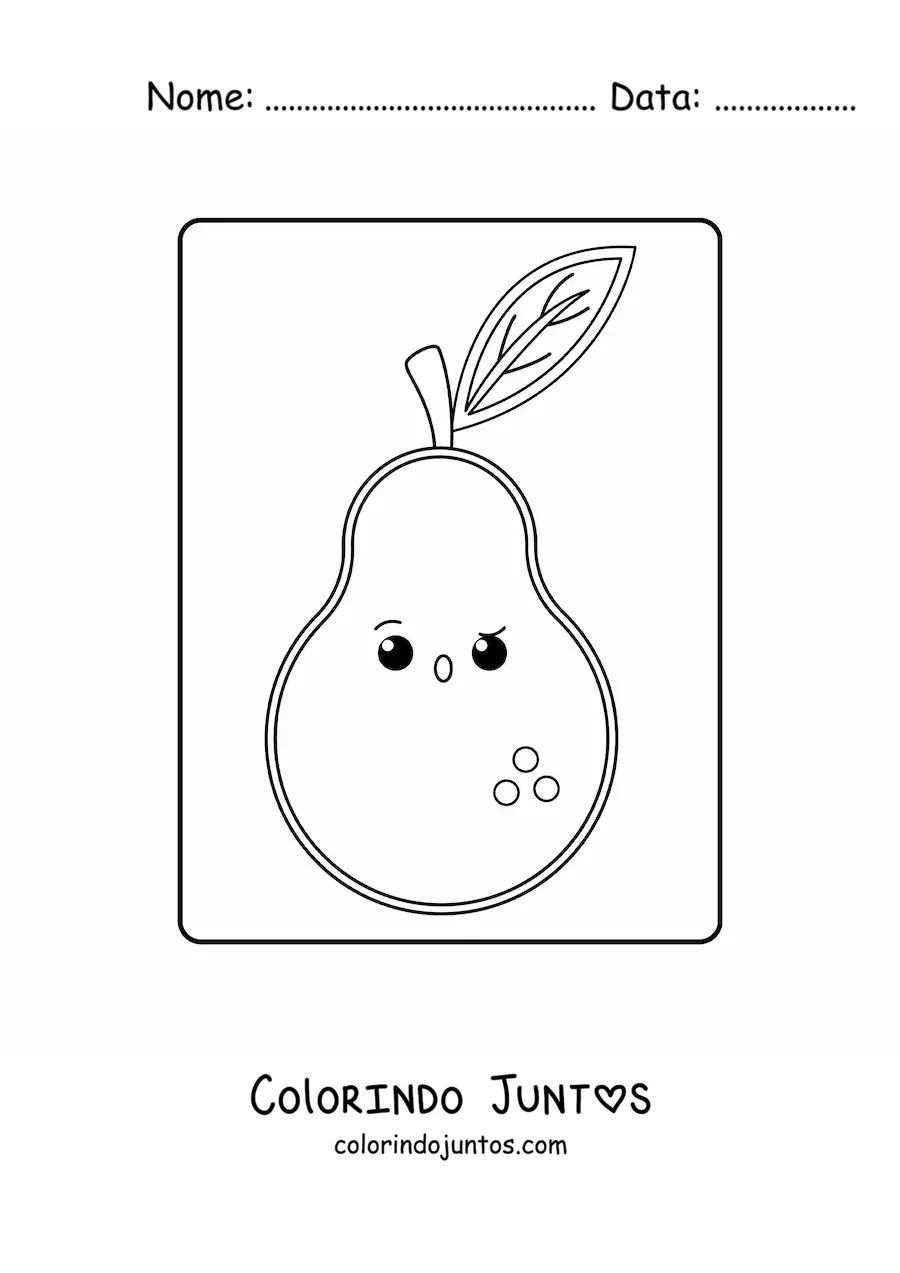 Desenho para colorir de pera kawaii fácil