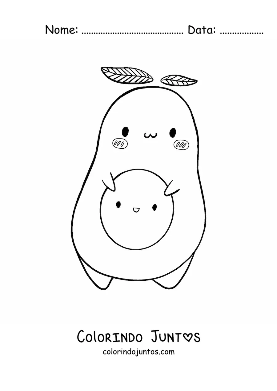 Desenho para colorir de abacate fofo animado