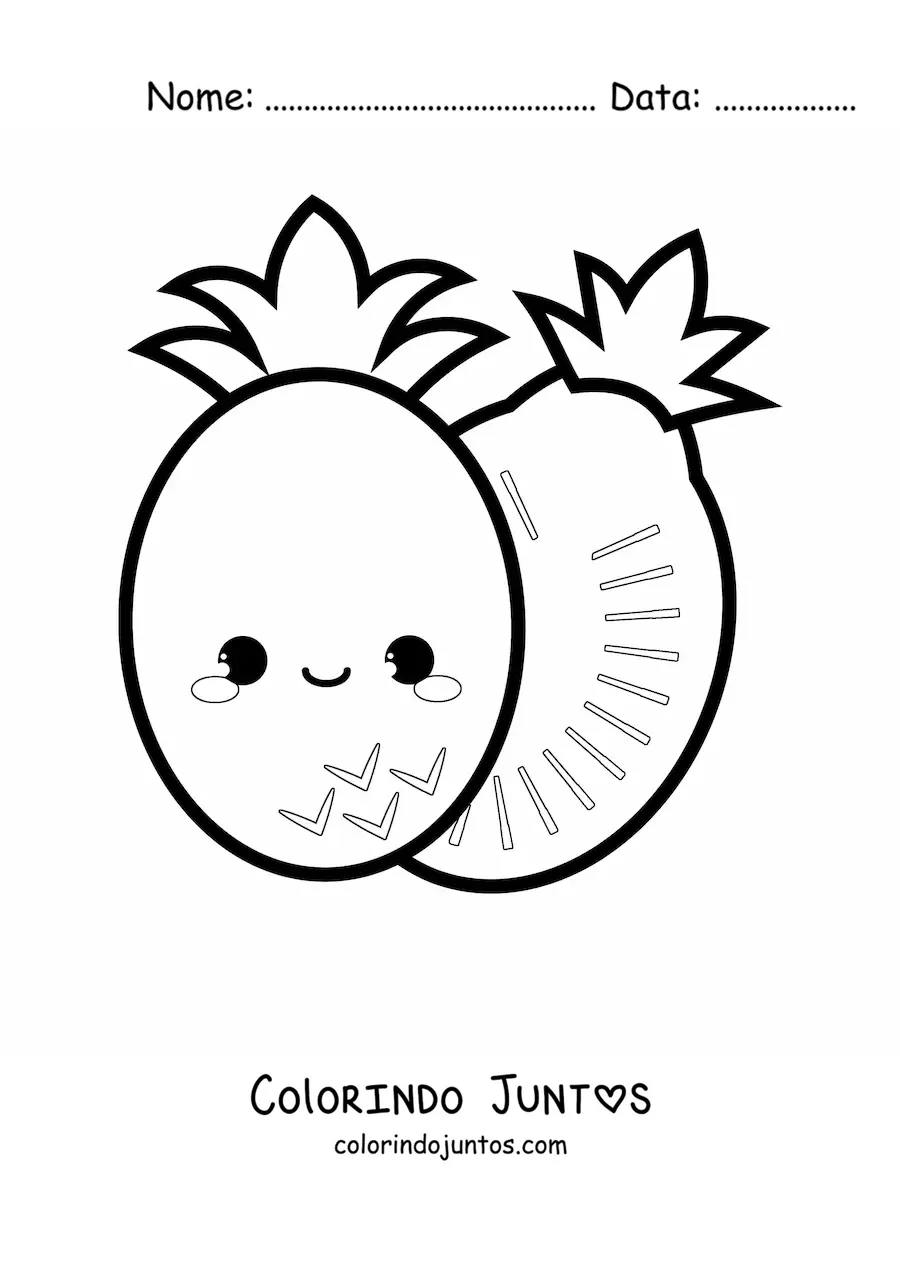 Desenho para colorir de abacaxi fofo