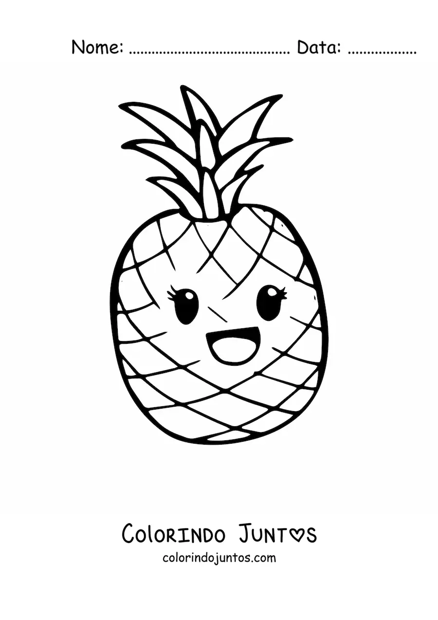Desenho para colorir de abacaxi kawaii