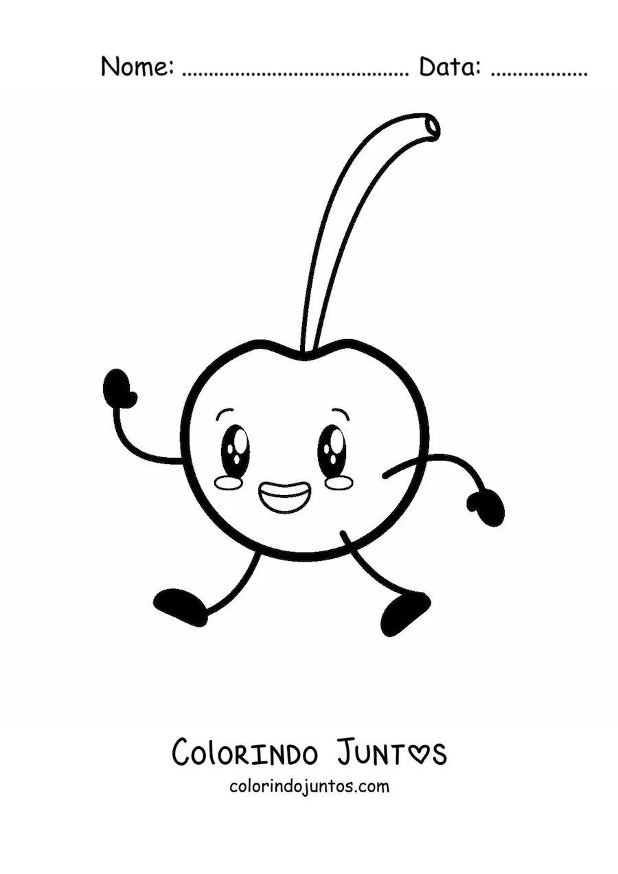 Desenho para colorir de cereja animada