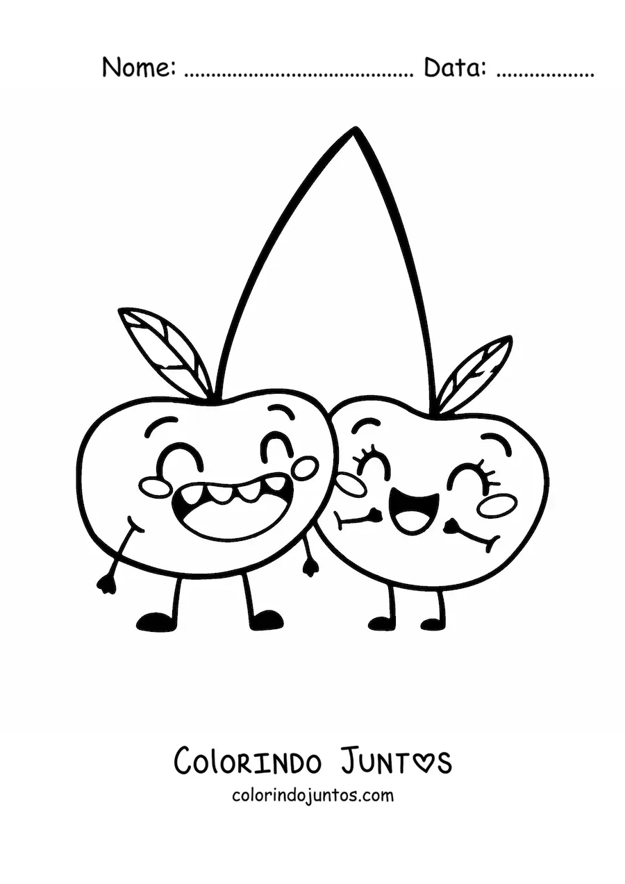 Desenho para colorir de cerejas animadas