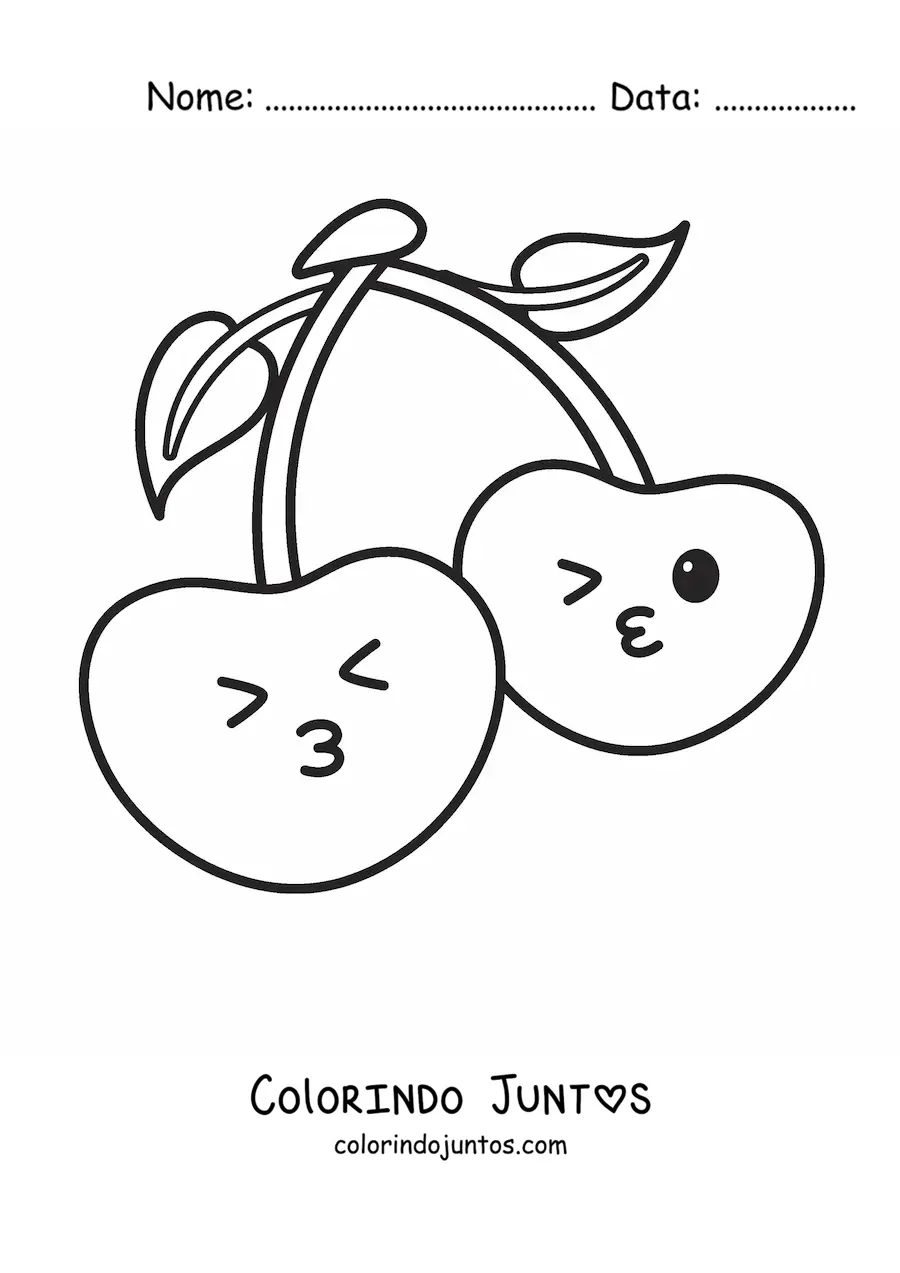Desenho para colorir de cerejas adoráveis