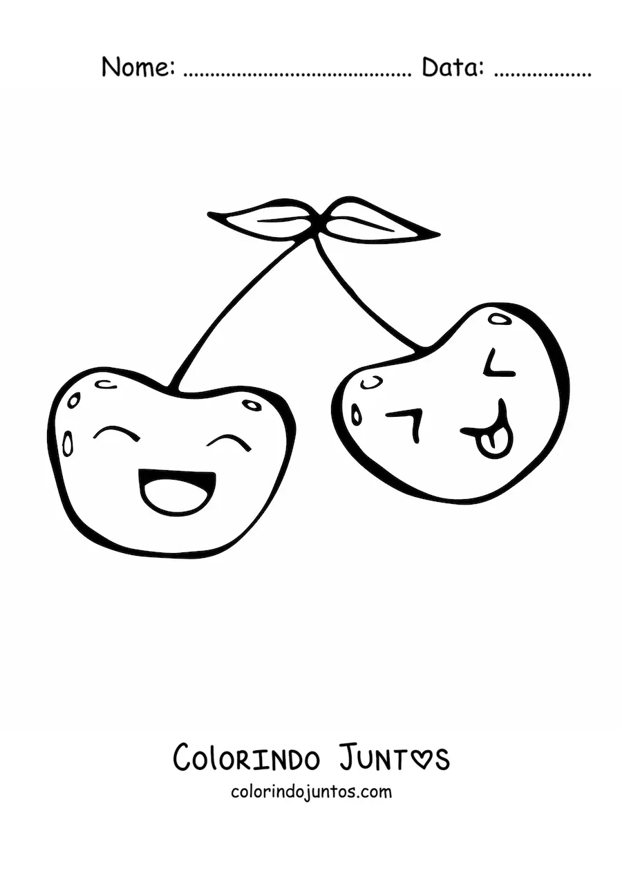 Desenho para colorir de cerejas bonitas