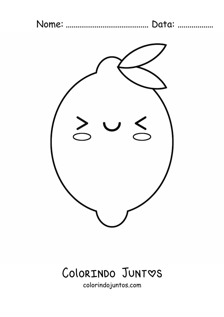 Desenho para colorir de limão kawaii