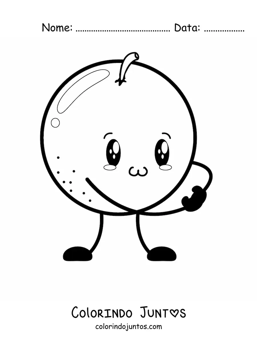 Desenho para colorir de laranja animada bonita