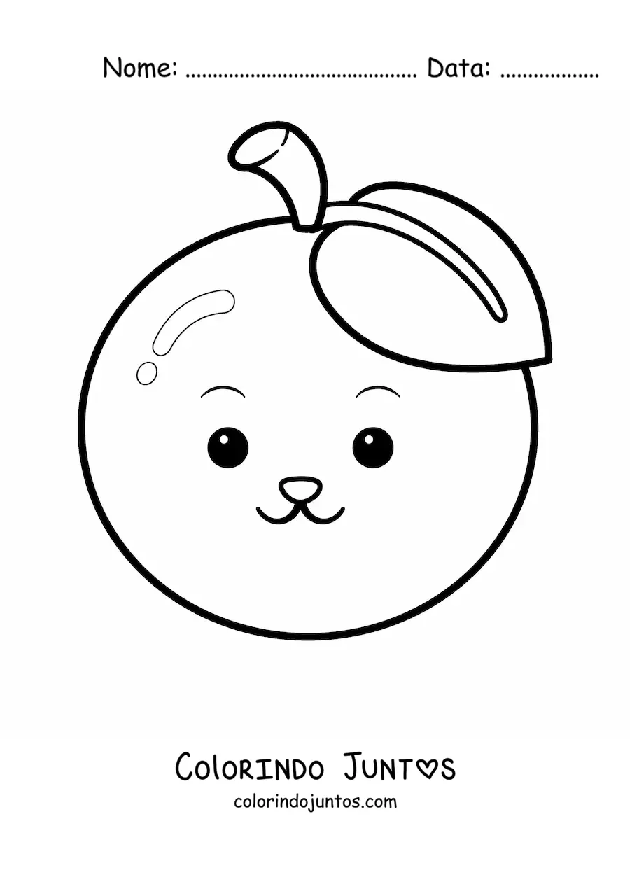 Desenho para colorir de laranja kawaii