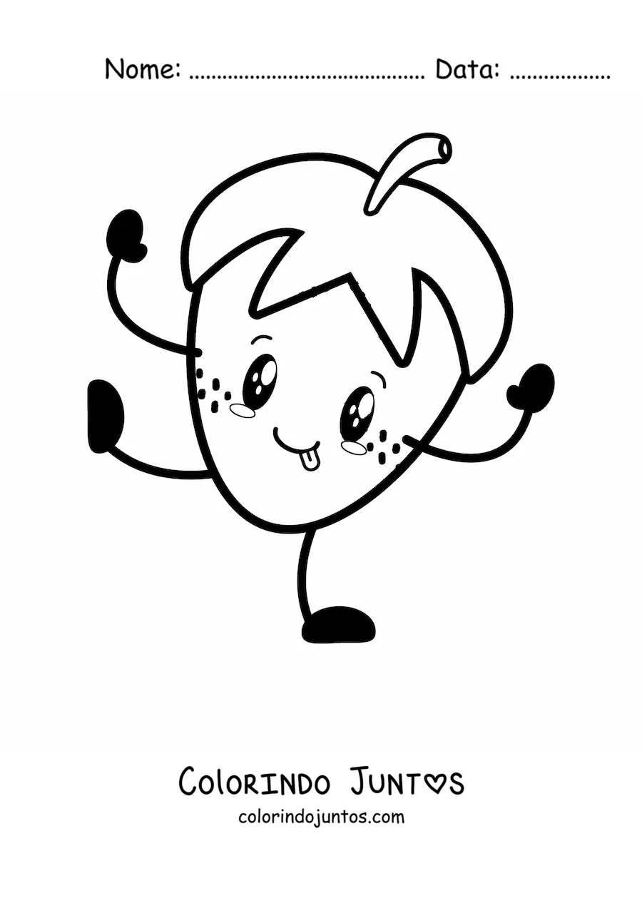 Desenho para colorir de morango animado