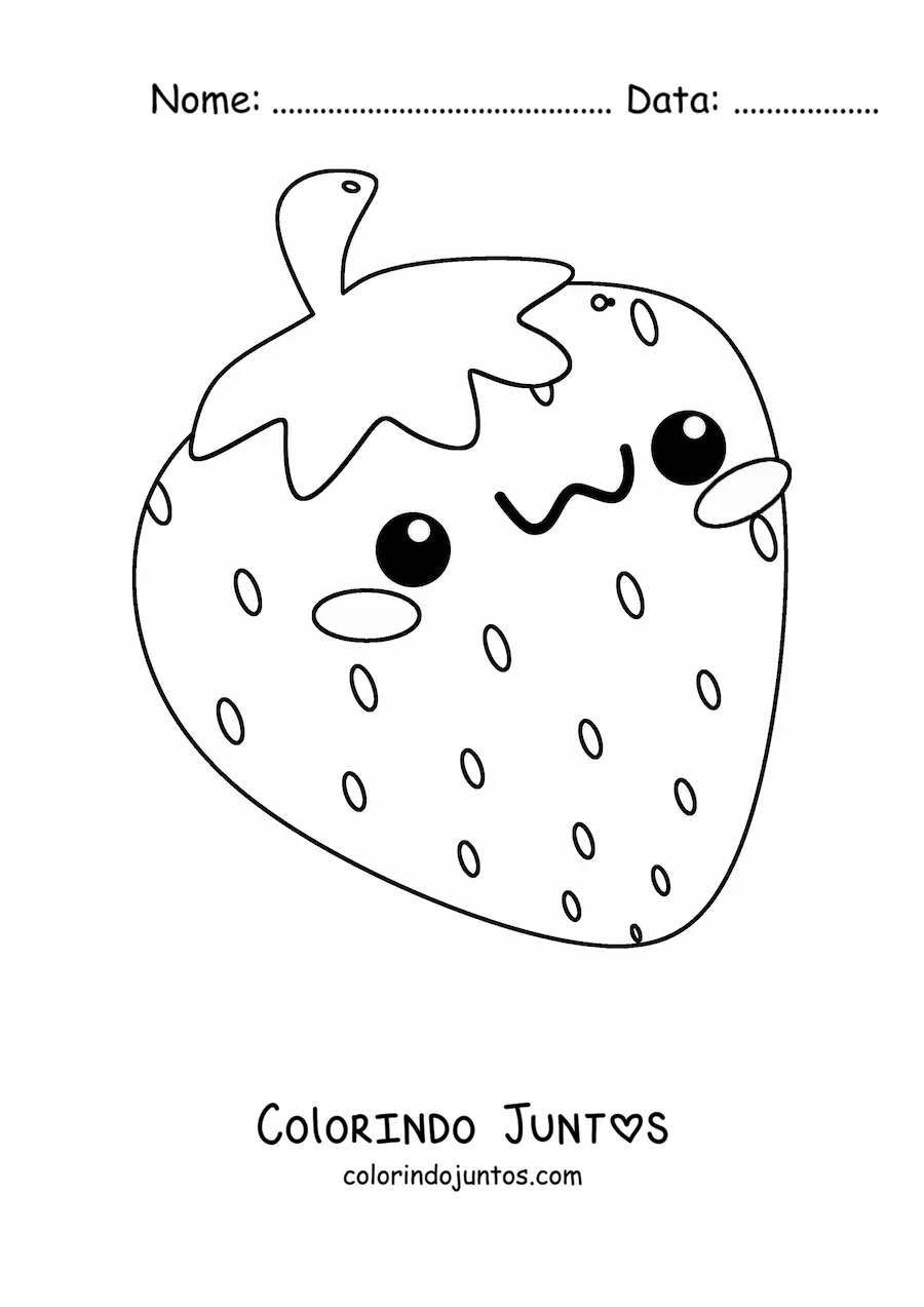 Desenho para colorir de morango kawaii