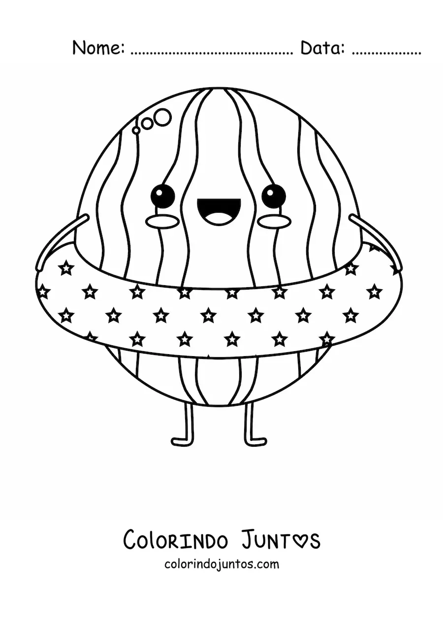 Desenho para colorir de melancia kawaii animada