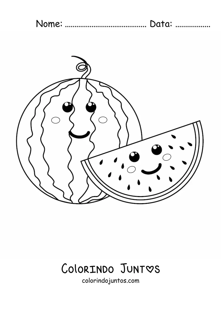 Desenho para colorir de melancia linda