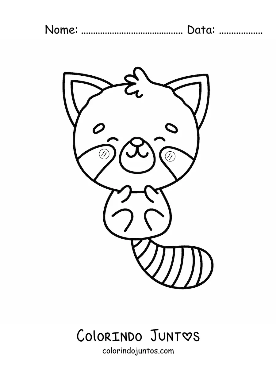 Desenho para colorir de panda-vermelho kawaii grande