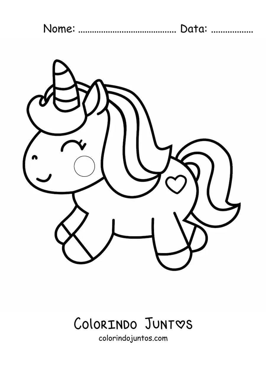 Desenho para colorir de unicórnio kawaii