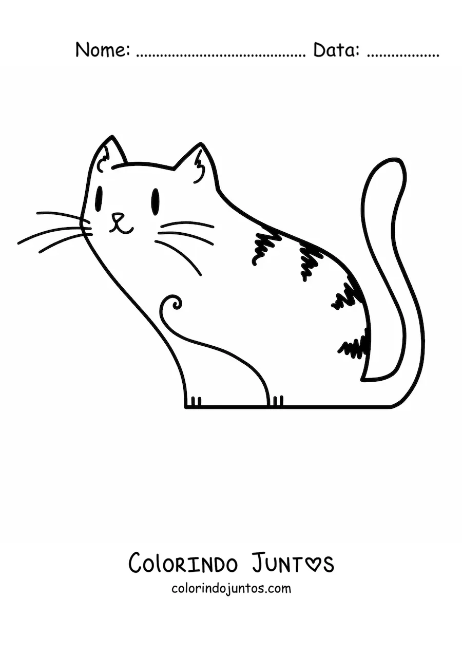 Desenho para colorir de gato kawaii