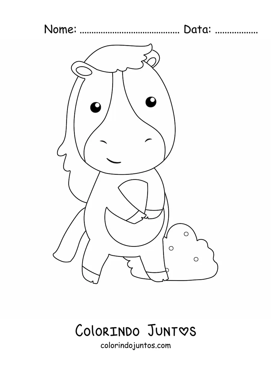 Desenho para colorir de cavalo kawaii