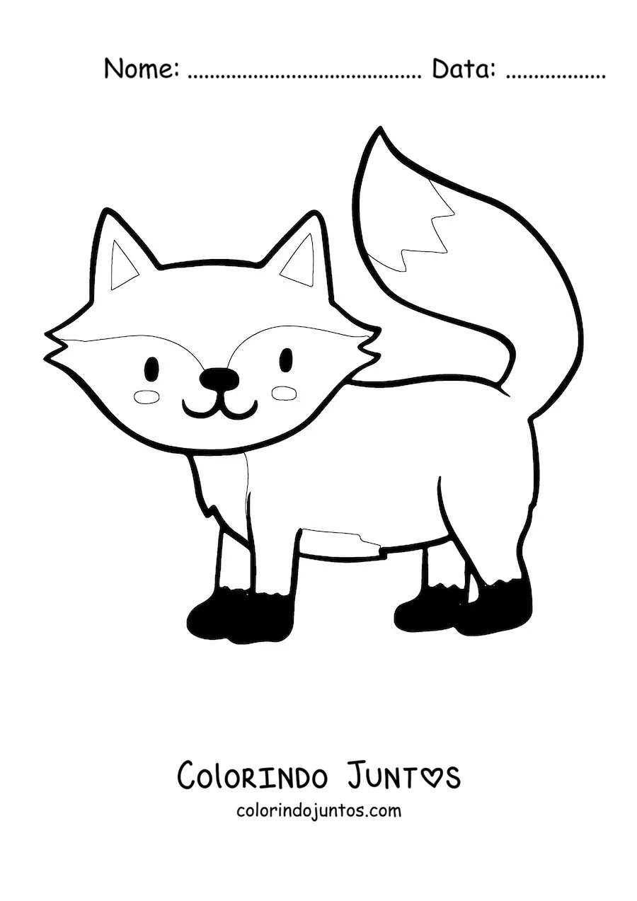 Desenho para colorir de raposa kawaii