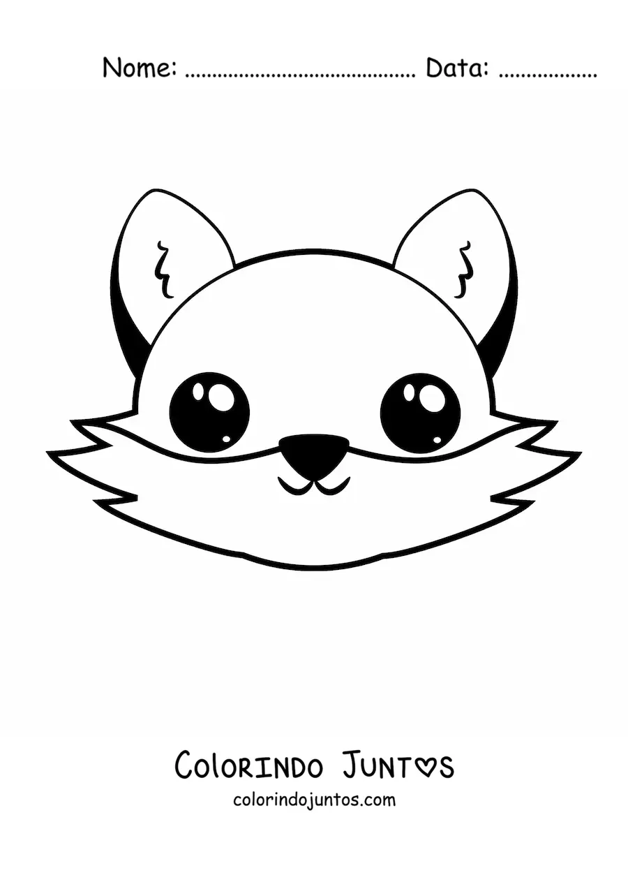 Desenho para colorir de rosto de raposa kawaii