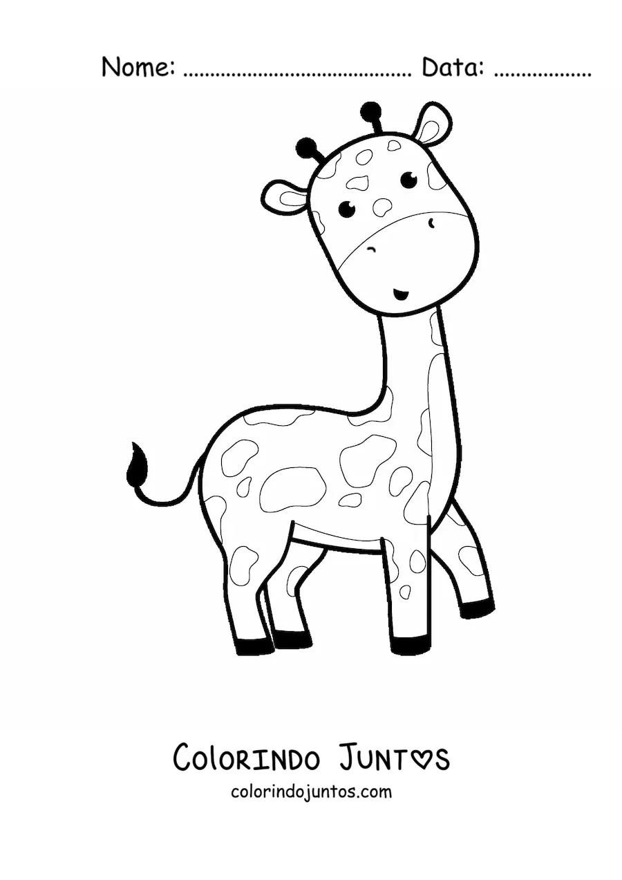 Desenho para colorir de girafa kawaii