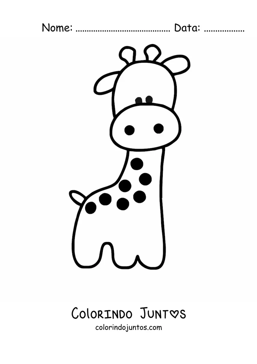 Desenho para colorir de girafa fofa
