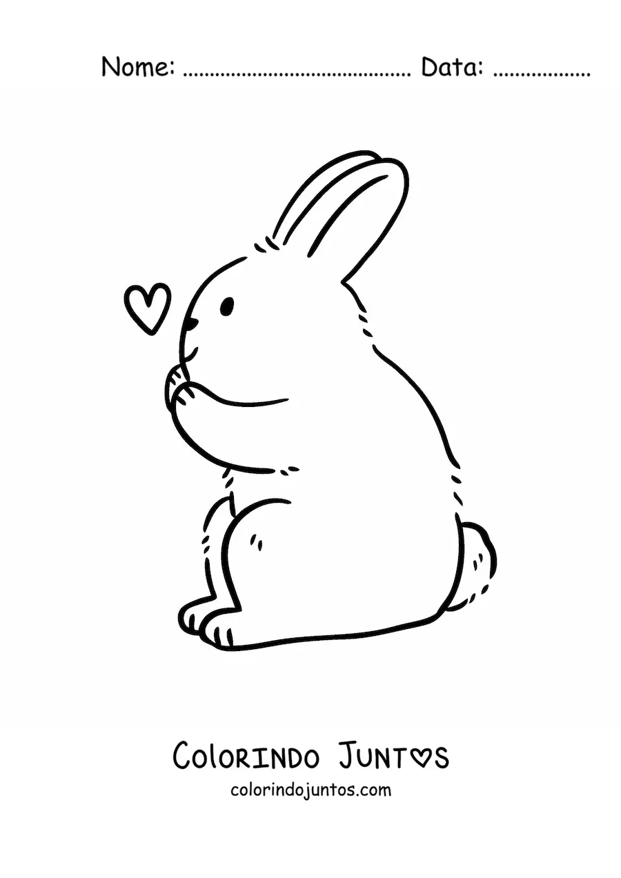 Desenho para colorir de coelho com coração