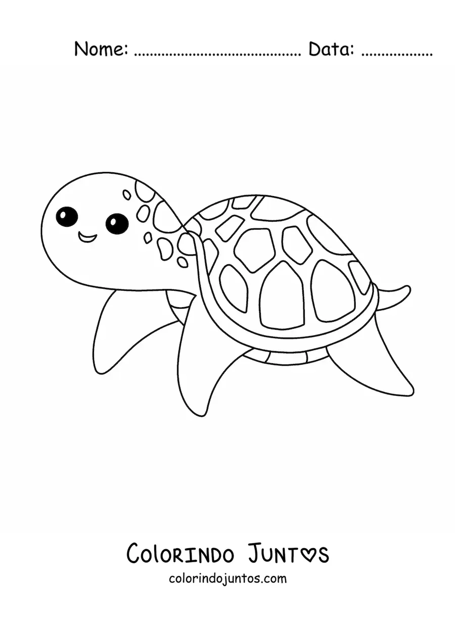 Desenho para colorir de tartaruga aquática kawaii