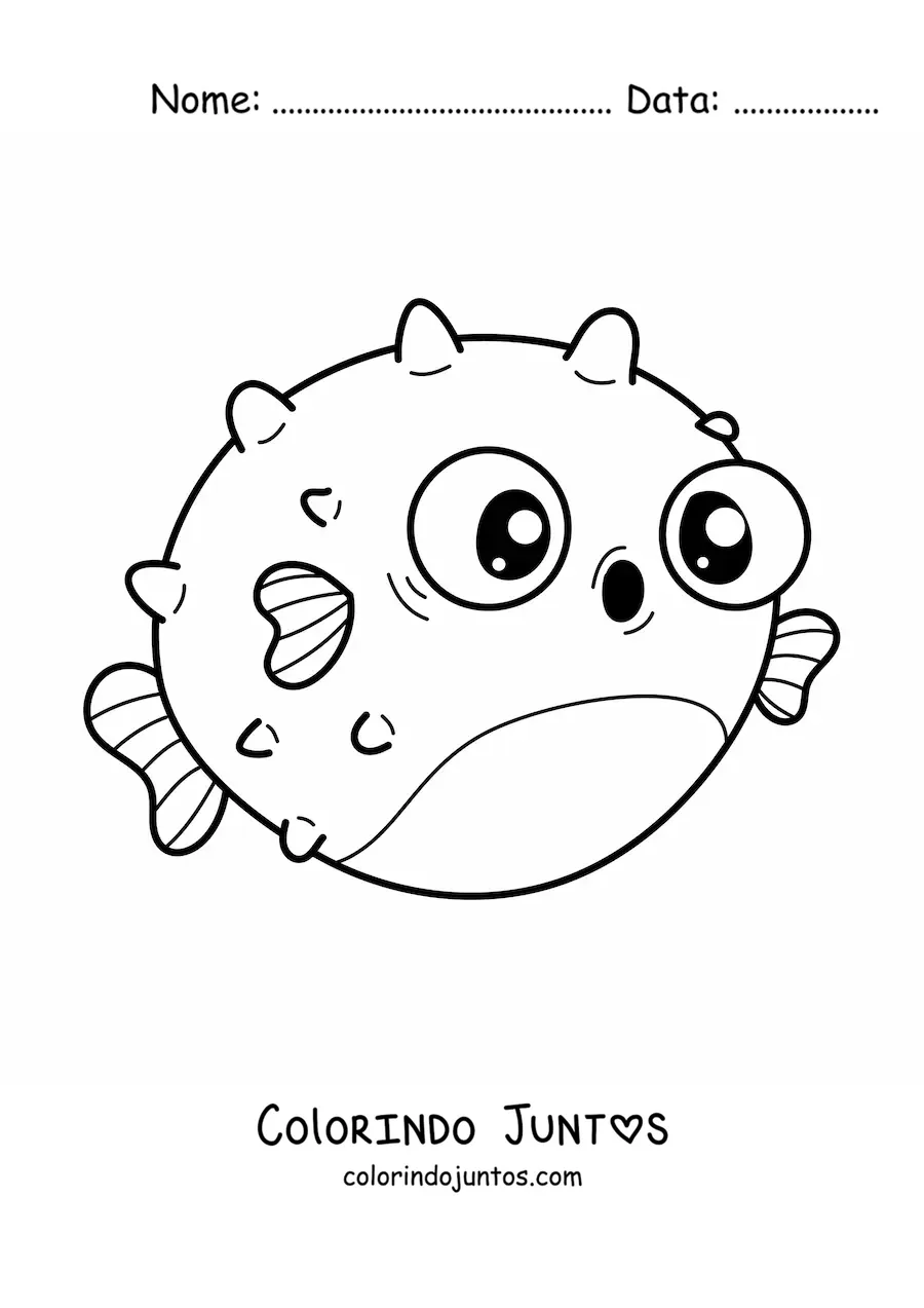 Desenho para colorir de baiacu kawaii