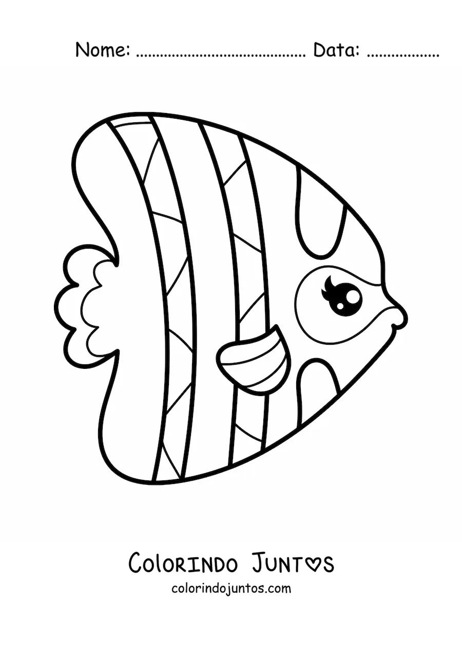 Desenho para colorir de peixe-anjo kawaii