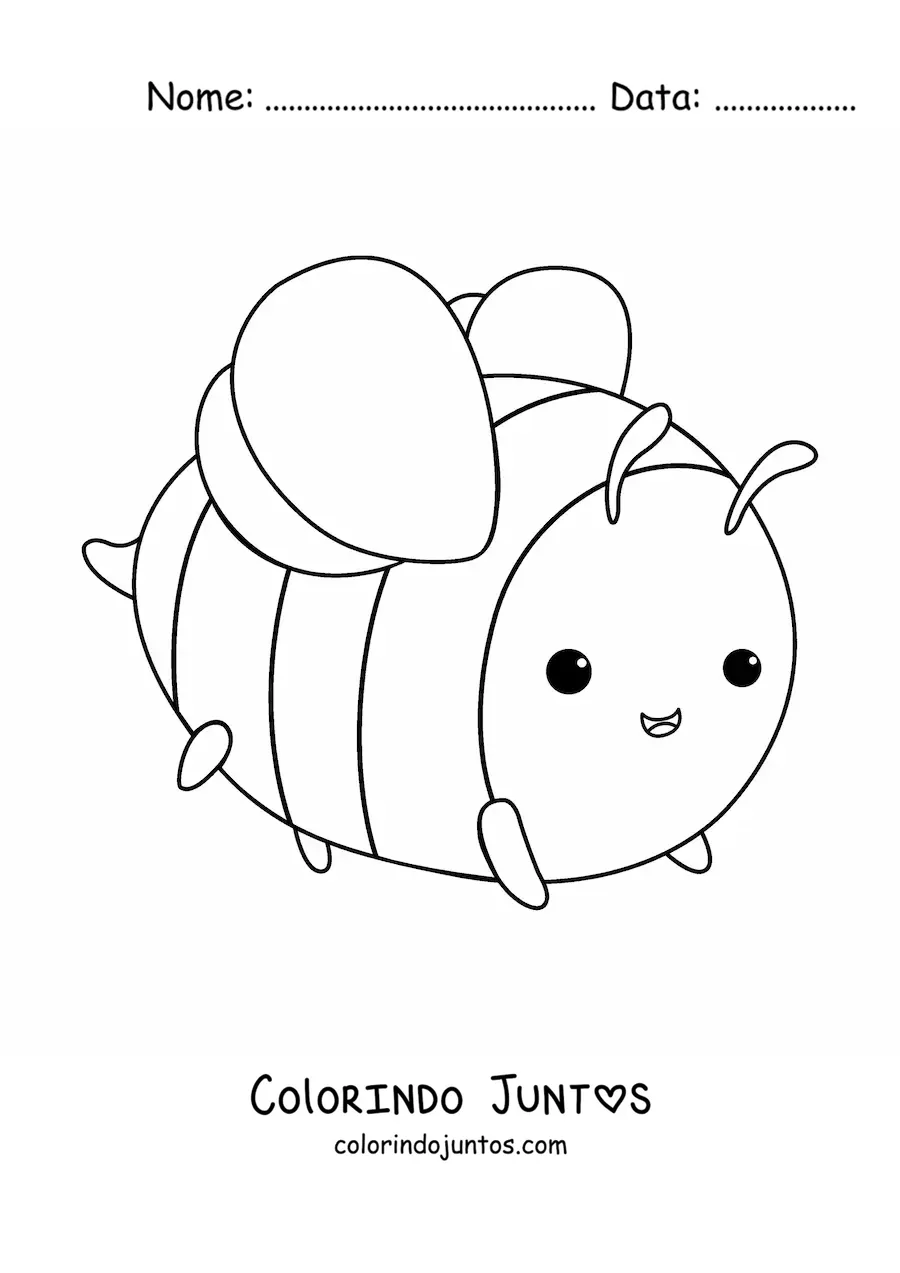 Desenho para colorir de abelha kawaii grande