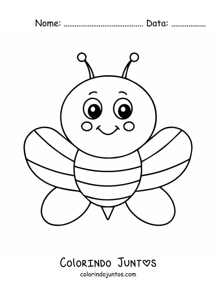 Desenho para colorir de abelha kawaii animada grande