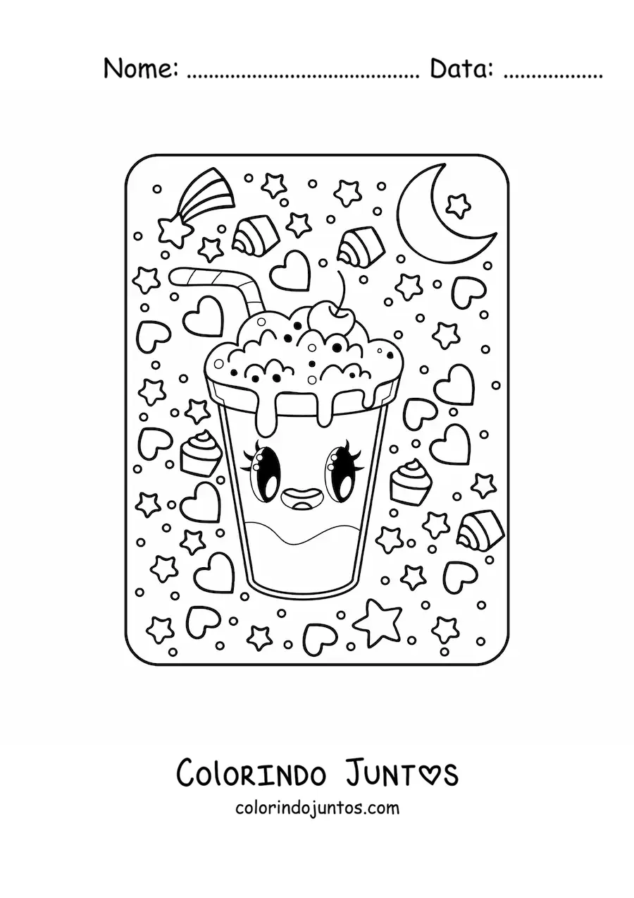 Desenho para colorir de milk-shake kawaii grande