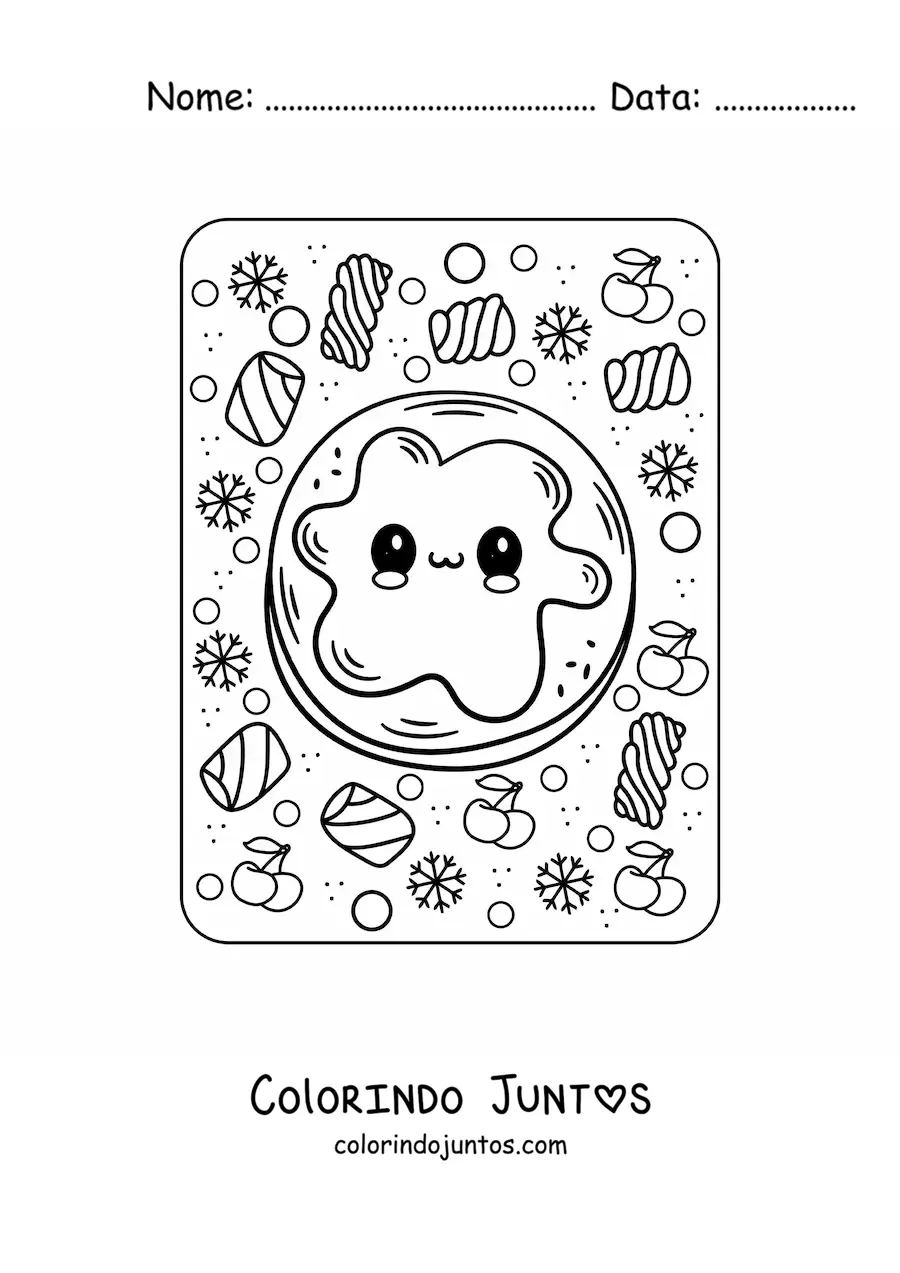 Desenho para colorir de panqueca com geleia kawaii