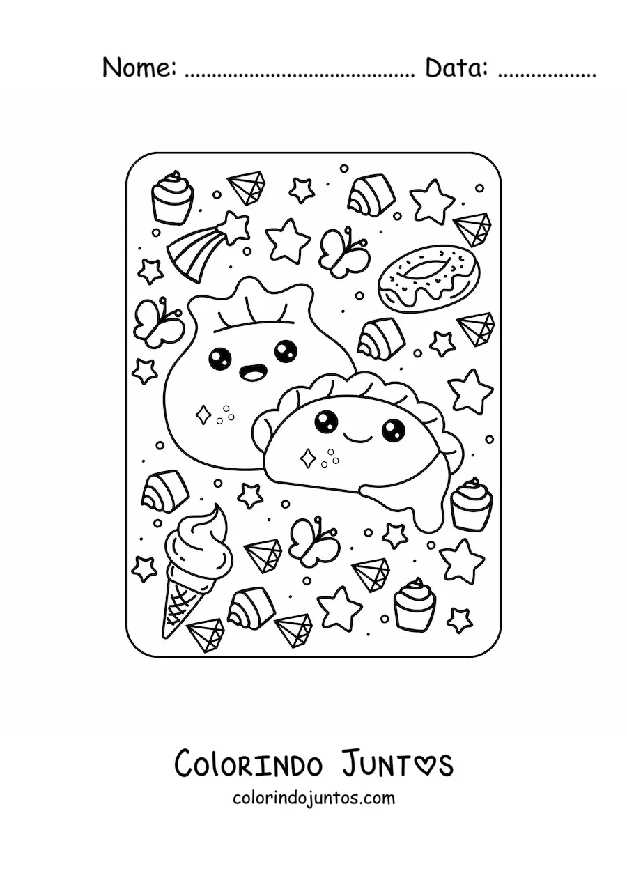 Desenho para colorir de massa kawaii