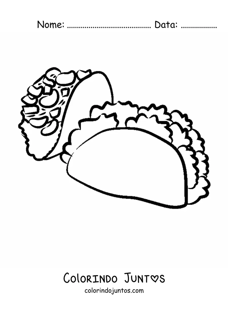 Desenho para colorir de dois tacos