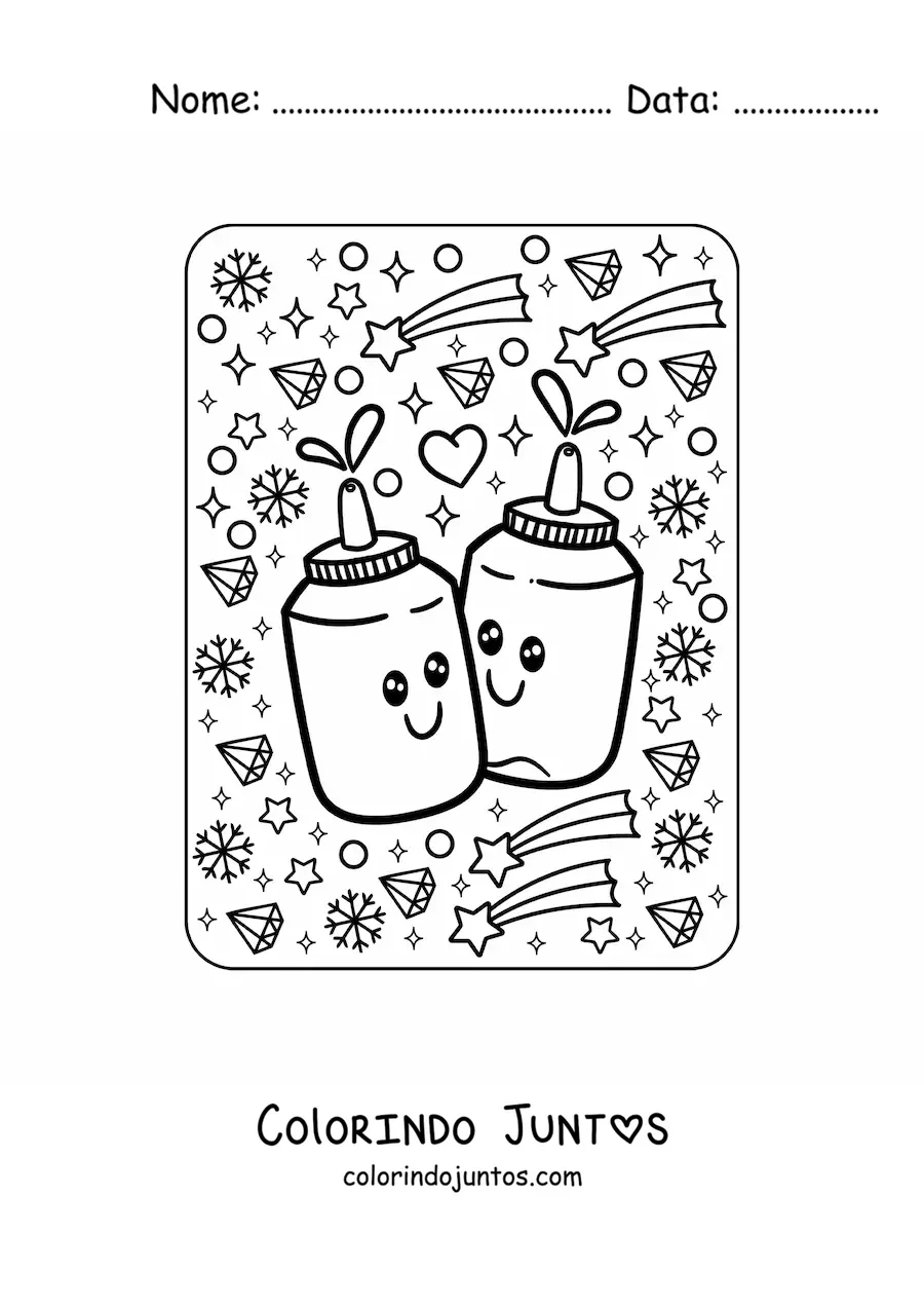 Desenho para colorir de molhos kawaii grandes