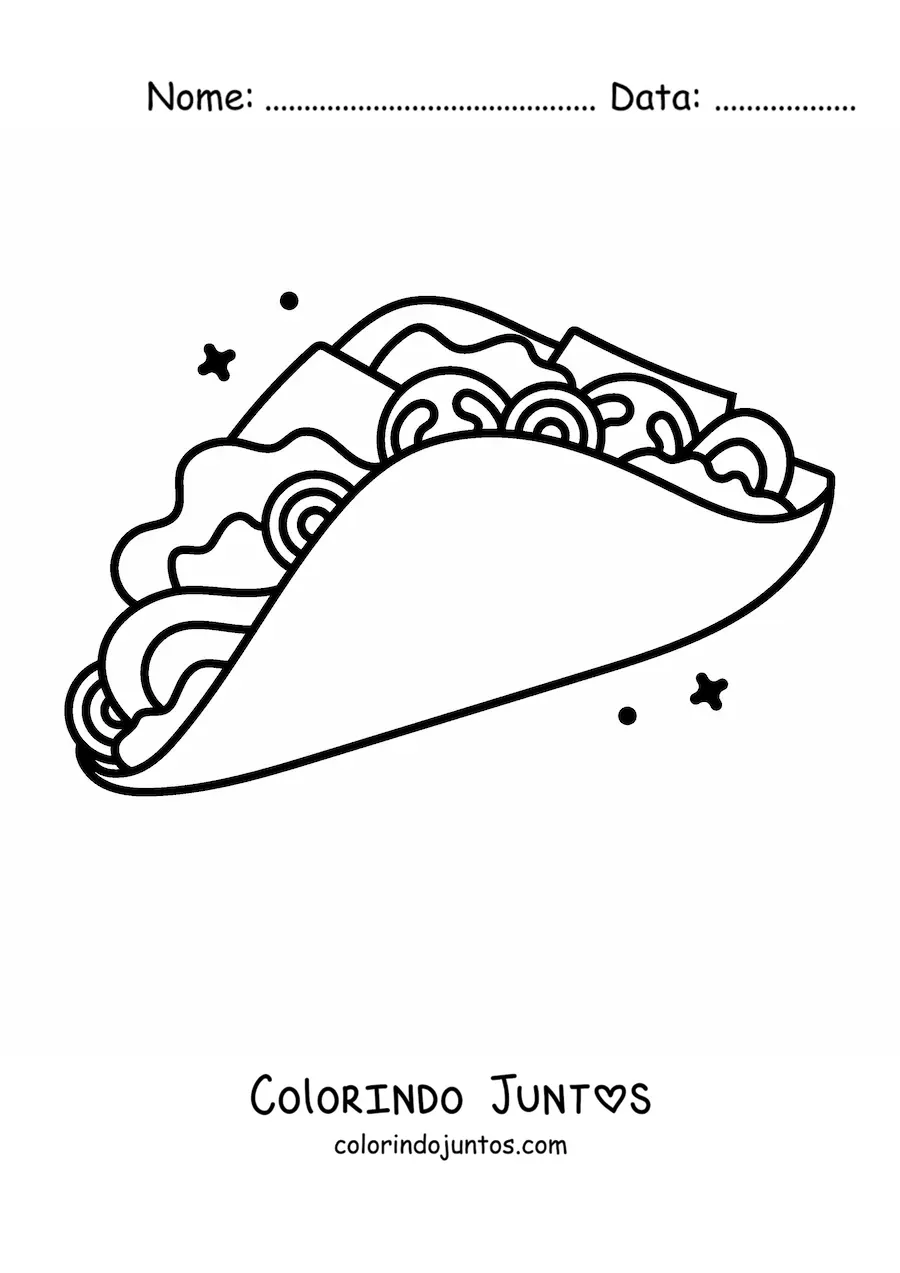 Desenho para colorir de um taco